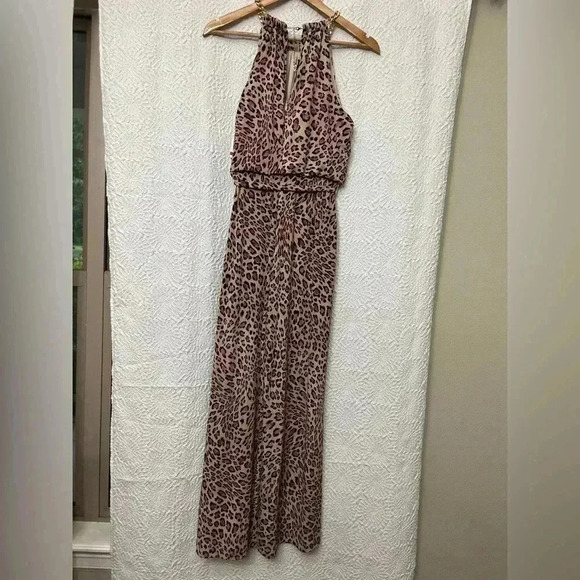 2/$12 Thalia Sodi Pantsuit XS Jumpsuit Pink Leopard Print Wide Leg Sleeveless - Picture 14 of 15